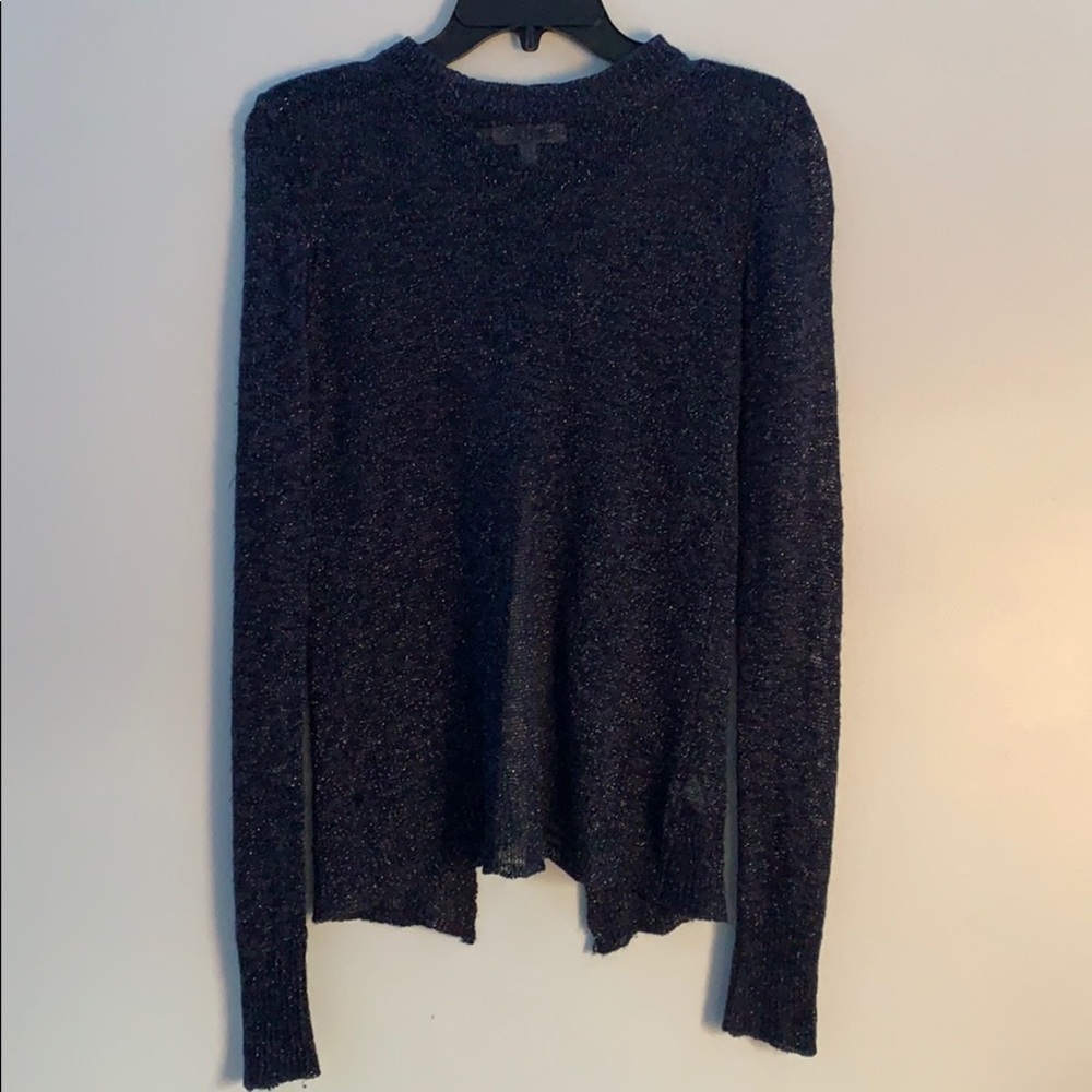 Open back navy blue sparkle sweater